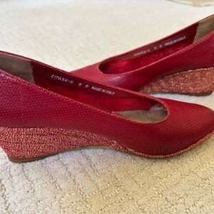 Bally Red Wedge Heels with Sleek Design Size 8 M